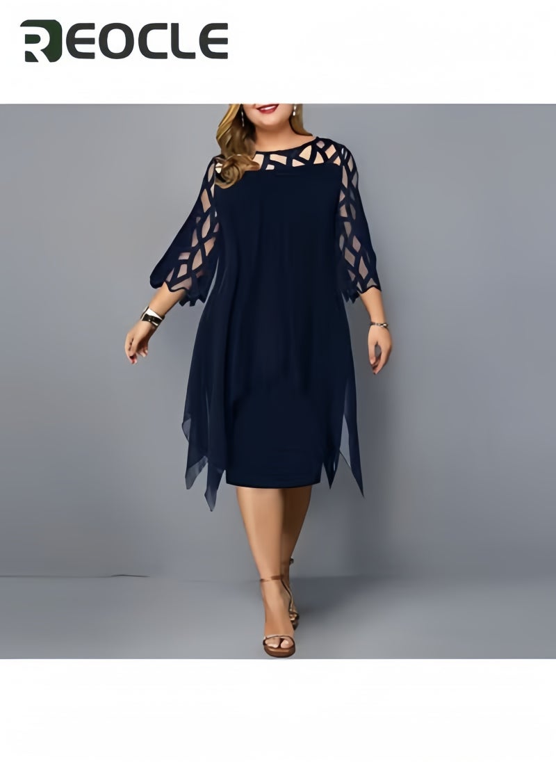 REOCLE Elegant Sequin Long Sleeve Plus Size Women Midi Dress Casual Evening Party Dresses Wedding Luxury Women Robe Rouge - Image 2