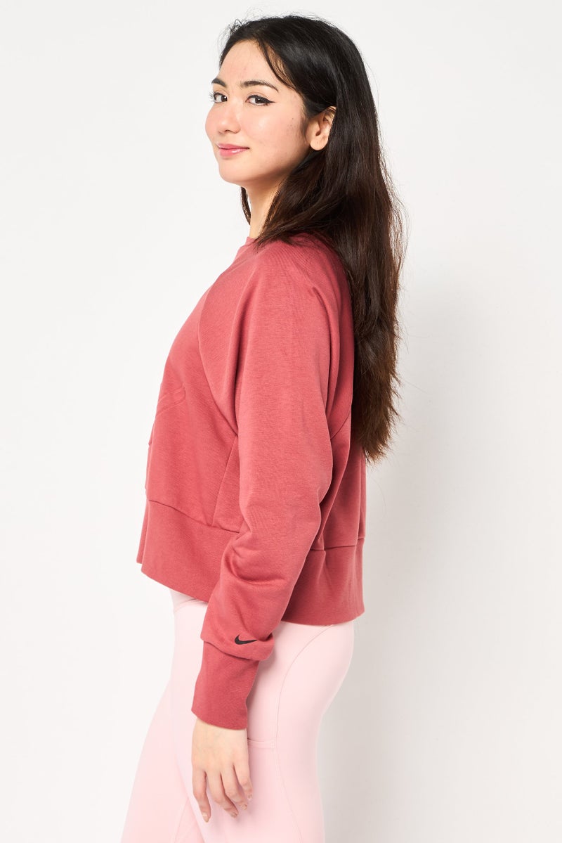 Nike Women Loose Fit Brand Logo Long Sleeve Outdoor Sweatshirt, Rust - Image 3