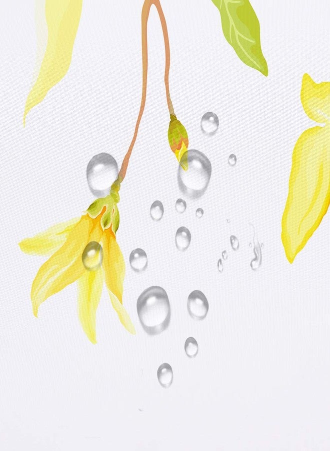 BECAN Floral Shower Curtain, Yellow Flower Spring Flowers Pattern on White Background Polyester Fabric Waterproof Layer Thickening Shower Curtain 72X72Inches - Image 4