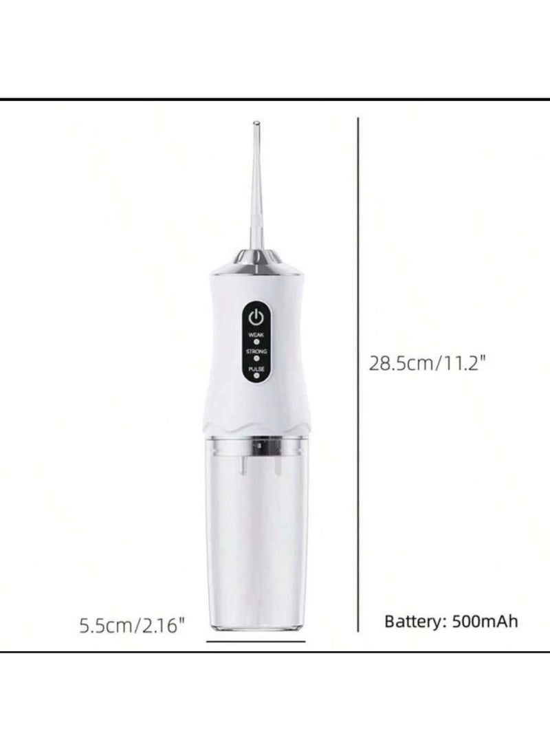 هيونداي منظف أسنان هيونداي محمول قابل لإعادة الشحن، جهاز غسل أسنان كهربائي مع 3 أوضاع و4 فوهات لتنظيف الفم في المنزل - Image 2