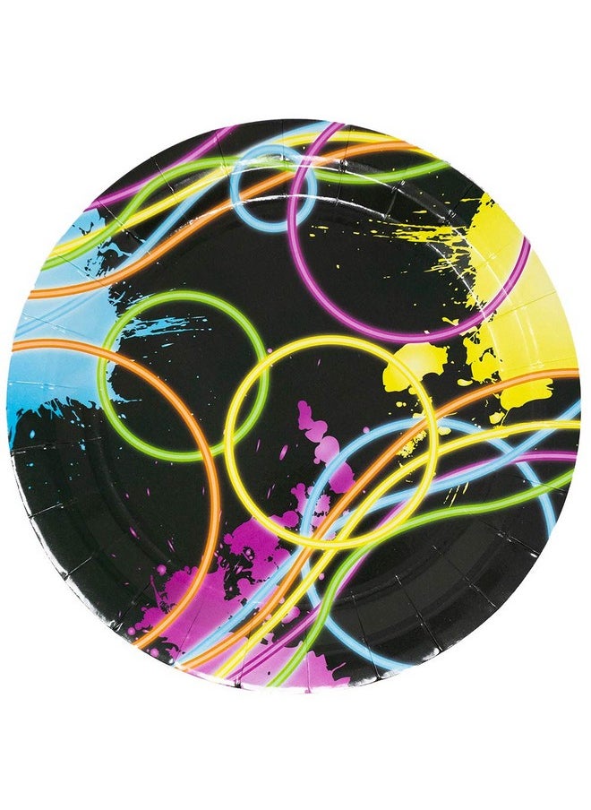 Blue Orchards - Glow Deluxe Party Supplies Packs (123 Pieces For 16 Guests) Neon 80S Party Supplies Glow In The Dark Party Supplies 80'S Party Decorations Plates And Napkins Neon Glow Party Blue Orchards - Image 1