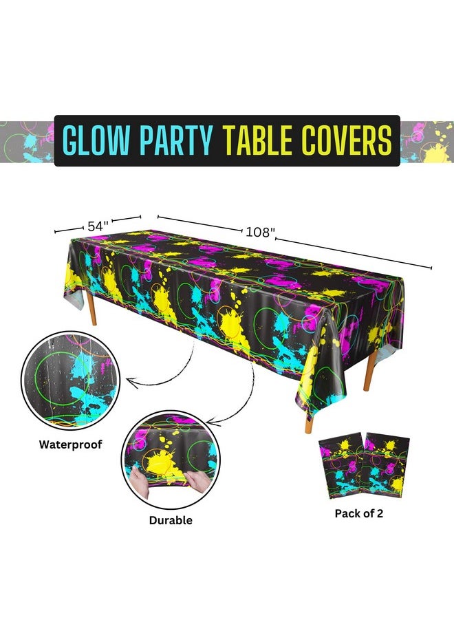 Blue Orchards - Glow Deluxe Party Supplies Packs (123 Pieces For 16 Guests) Neon 80S Party Supplies Glow In The Dark Party Supplies 80'S Party Decorations Plates And Napkins Neon Glow Party Blue Orchards - Image 1