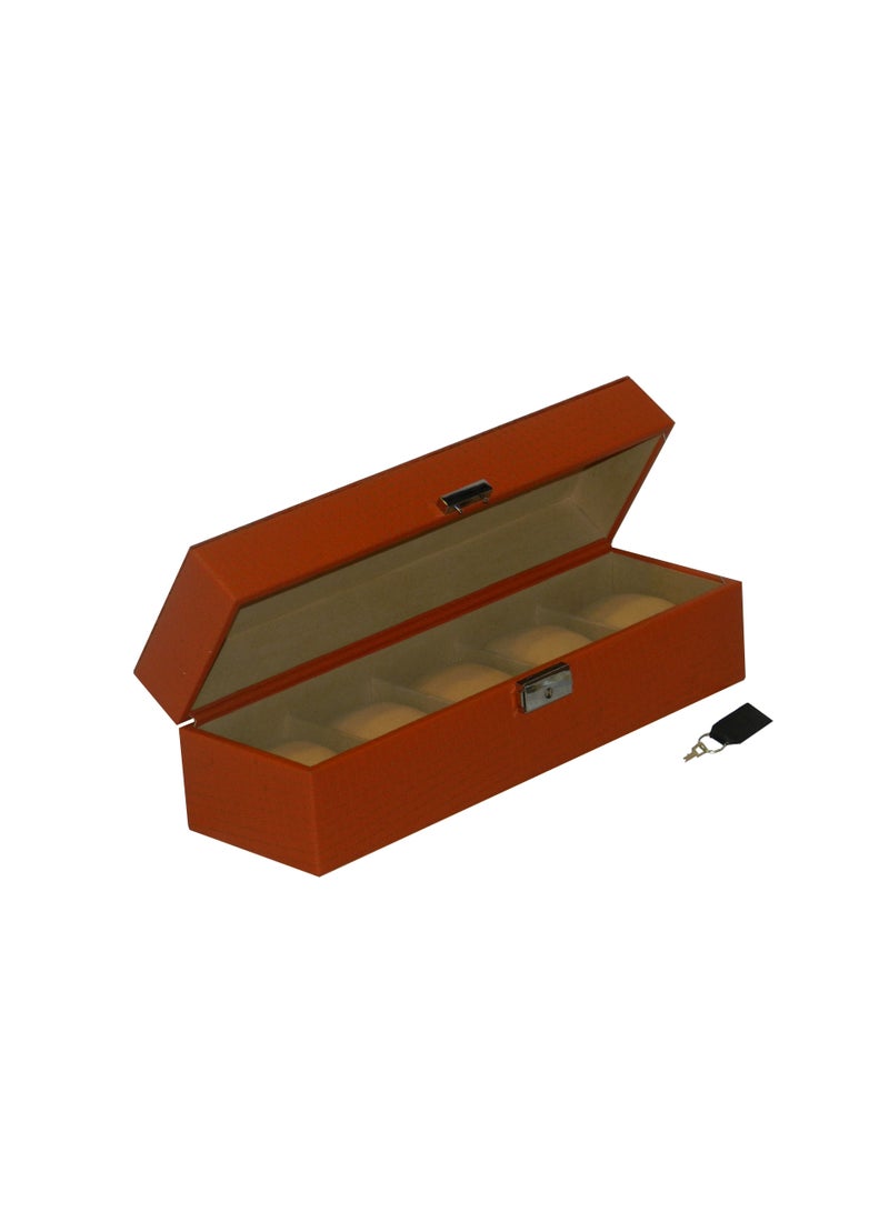 LAVERI LEATHER Laveri Watch Box for Men Women (05 Slots), Premium  Leather Watch Case  Organizer with Lock, Removable Pillow - Image 4