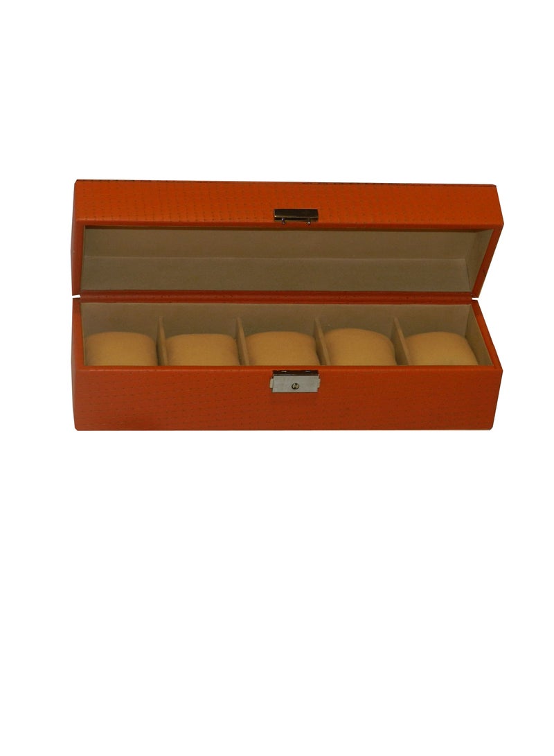 LAVERI LEATHER Laveri Watch Box for Men Women (05 Slots), Premium  Leather Watch Case  Organizer with Lock, Removable Pillow - Image 1