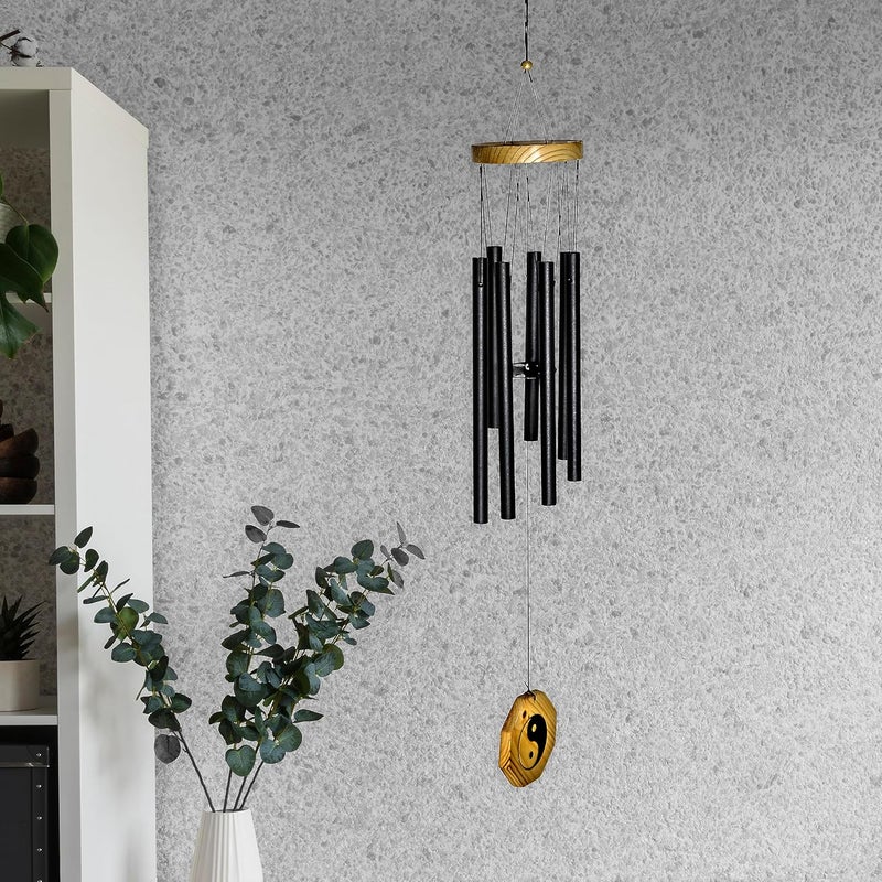 DigaNT Himalayan Melody Feng Shui Yin Yang 28 Inches Wind Chime - 6 Black Metal Chimes Vastu Chime for Outside, Garden, Balcony, Courtyard| Home Décor Accessories - Image 5