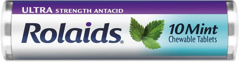 Rolaids R10034 Ultra Strength Antacid Chewable Tablets, Mint, 10/Roll, 12 Roll/Box