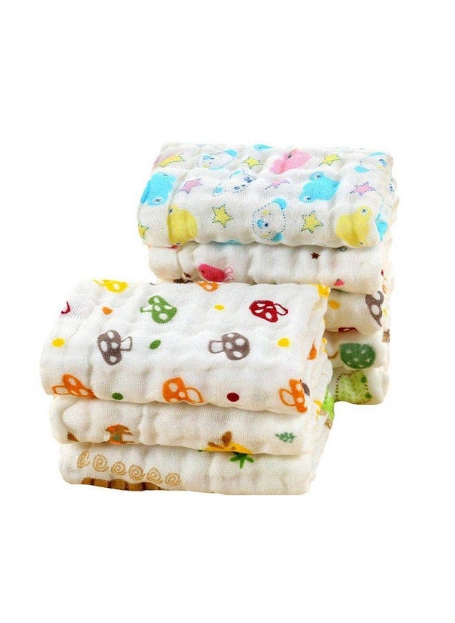 MOM'S HOME Baby Super Soft Absorbent Muslin 6 Layer Face Wipes/Wash Clothes- 30X30 Cm - (0-3 Years) - Pack Of 5  - Image 1