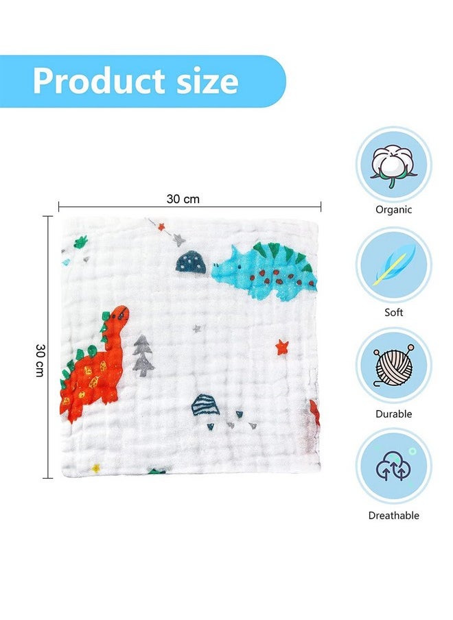 MOM'S HOME Baby Super Soft Absorbent Muslin 6 Layer Face Wipes/Wash Clothes- 30X30 Cm - (0-3 Years) - Pack Of 5  - Image 4