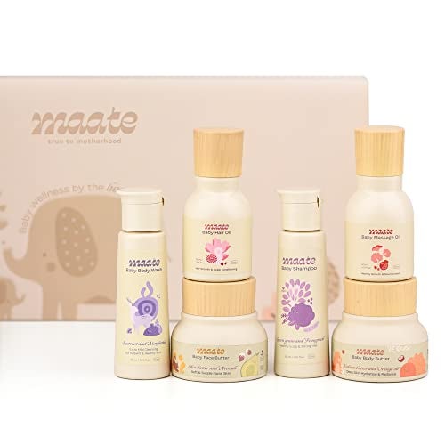 Maate Baby Skincare Wellness Box | 6 Skincare and Haircare Newborn Baby Kit | Baby Gift Set for Newborn | Newborn Baby Care Kit | Baby Shower Gift | Gentle on Sensitive Skin - Image 1