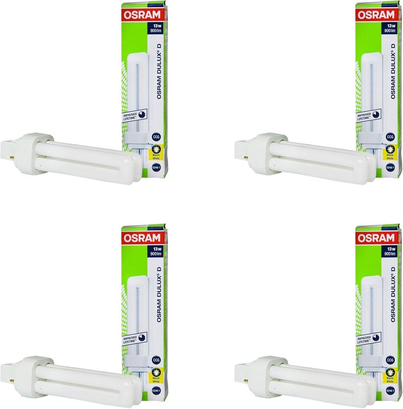 أوسرام ديولكس DE 4 Pin Bulb 18W أبيض دافئ، مصباح موفر للطاقة (عبوة من 4) - Image 1