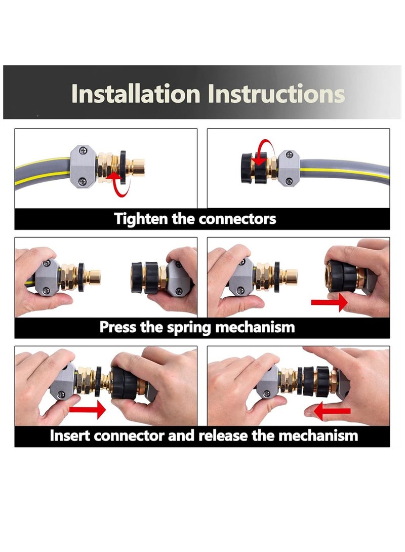 KASTWAVE Quick Connect Garden Hose Fittings 4 Sets Water Hose Quick Connect Fittings for Garden Hose Quick Disconnect Connect Connectors, Quick Connect Hose Fittings - Image 3