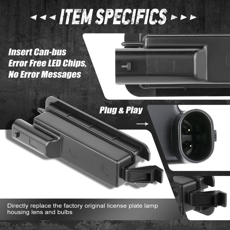 NVL-LPL-023 أضواء لوحة الترخيص LED ذات الهيكل الأسود/العدسة الشفافة المتوافقة مع Dodge Charger 2015-2022 / Challenger 2015-2020، قطعة واحدة - Image 4