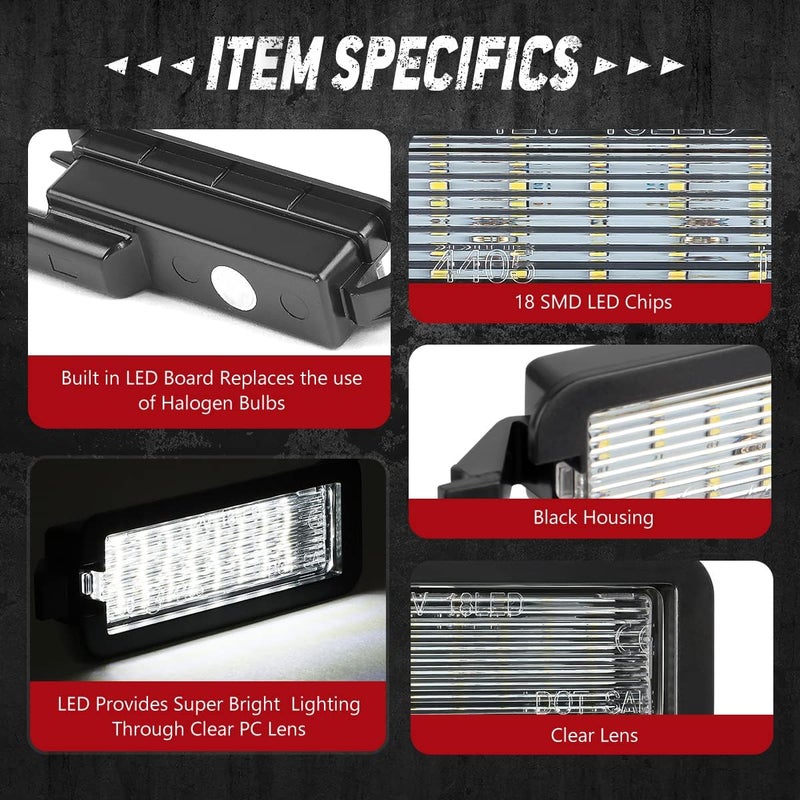 NVL-LPL-023 أضواء لوحة الترخيص LED ذات الهيكل الأسود/العدسة الشفافة المتوافقة مع Dodge Charger 2015-2022 / Challenger 2015-2020، قطعة واحدة - Image 3