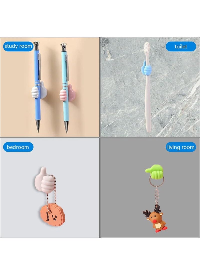 PARVY PARVY Bedroom Silicone Wall Hook CreativeThumbs Up Shape Hook Multifunctional Thumb Hook Holder Cable Clip Organizer Key Hook Wall Hangers for Home Office 6PCS  - Image 4