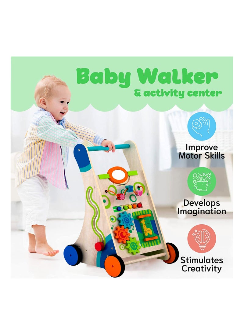 KIDSAVIA Kids Activity Adjustable Baby Push Walker - Push and Pull Learning Baby Walker for Boys and Girls - Multiple Activities Center Educational Toy for Kids Toddler - Assembly Required  - Image 4