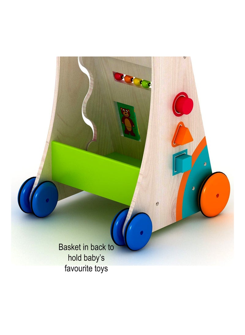 KIDSAVIA Kids Activity Adjustable Baby Push Walker - Push and Pull Learning Baby Walker for Boys and Girls - Multiple Activities Center Educational Toy for Kids Toddler - Assembly Required  - Image 2