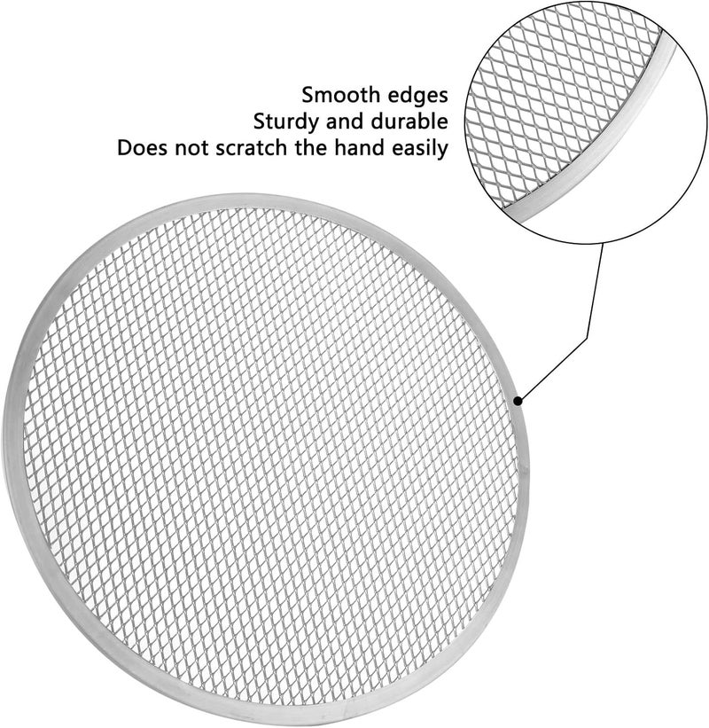 APACALI 3 PCS 13 Inch Pizza Screen Mesh, Non-Stick Trays for Oven, Aluminum Round Pan for Pizzeria Buffet Restaurant Baking, Silver - Image 4