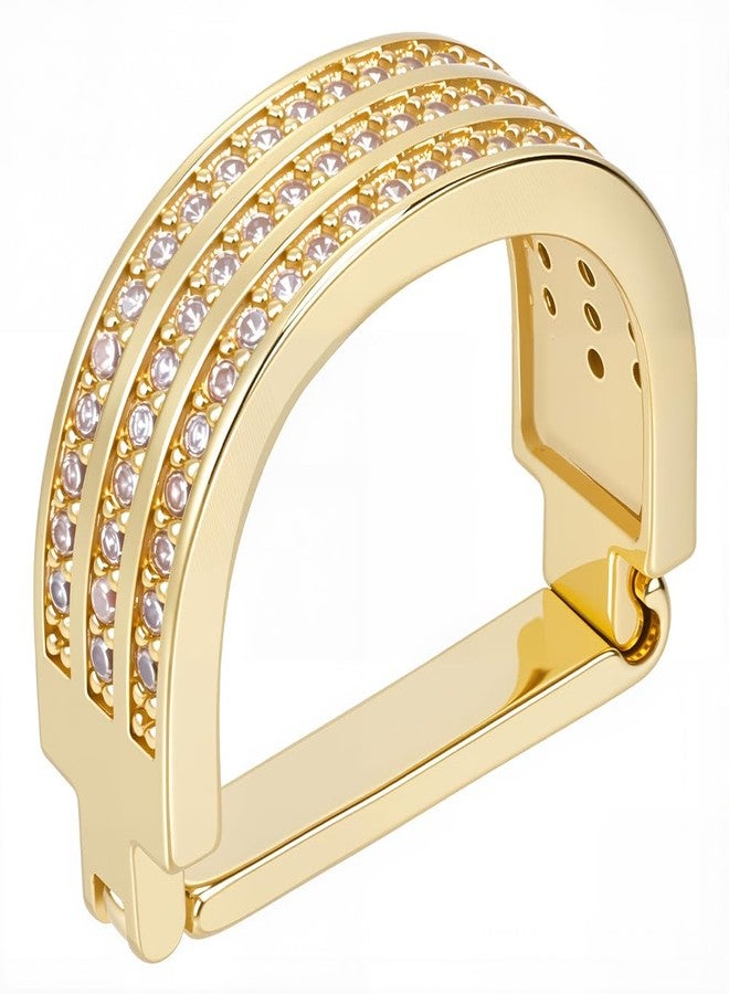 CABODYALS Mens Classic Square Cubic Zirconia Neck Tie Rings Gold Tone Solid Necktie Clasp Rhinestone Crystal Bling Shiny Tie Tacks Ring Holder Accessories for Men Wedding Business Jewelry Gift Party - Image 1