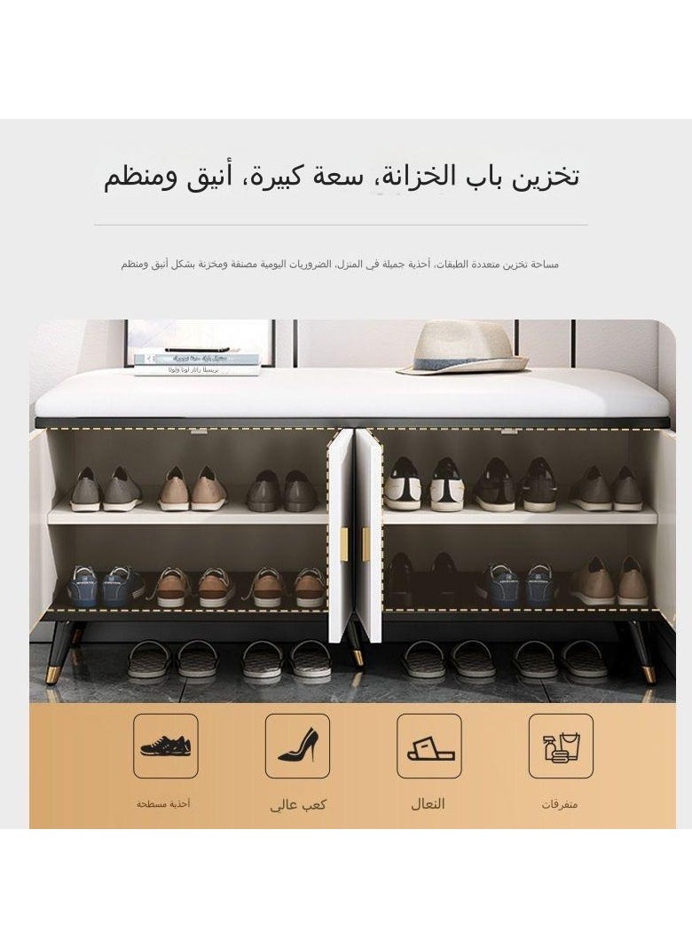 C&C Home - Luxurious Modern Shoe Storage Bench Shoe Cabinet Entryway Shoe Organizer Storage with Leather Comfort Seat Hidden Shoe Rack White - Image 1