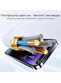 ION 1M USB C Fast Charging Cable for iPhone - Durable and Heat-Resistant - White - Original Type-C Charging Cable - 1M Type-C Charger Cable - Supports New iPhone Devices and Galaxy - Galaxy Charging Cable - Type-C Charging Cable - Original Type-C to Lightning Cable - iPhone Charging Cable - Mobile Cable  - Image 4