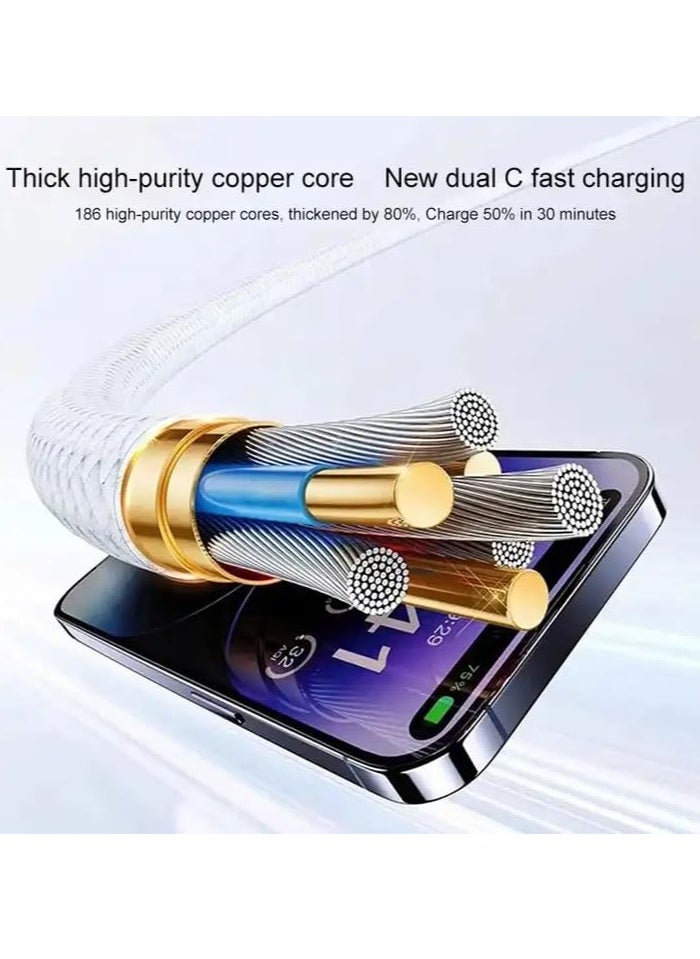 ION 1M USB C Fast Charging Cable for iPhone - Durable and Heat-Resistant - White - Original Type-C Charging Cable - 1M Type-C Charger Cable - Supports New iPhone Devices and Galaxy - Galaxy Charging Cable - Type-C Charging Cable - Original Type-C to Lightning Cable - iPhone Charging Cable - Mobile Cable  - Image 4