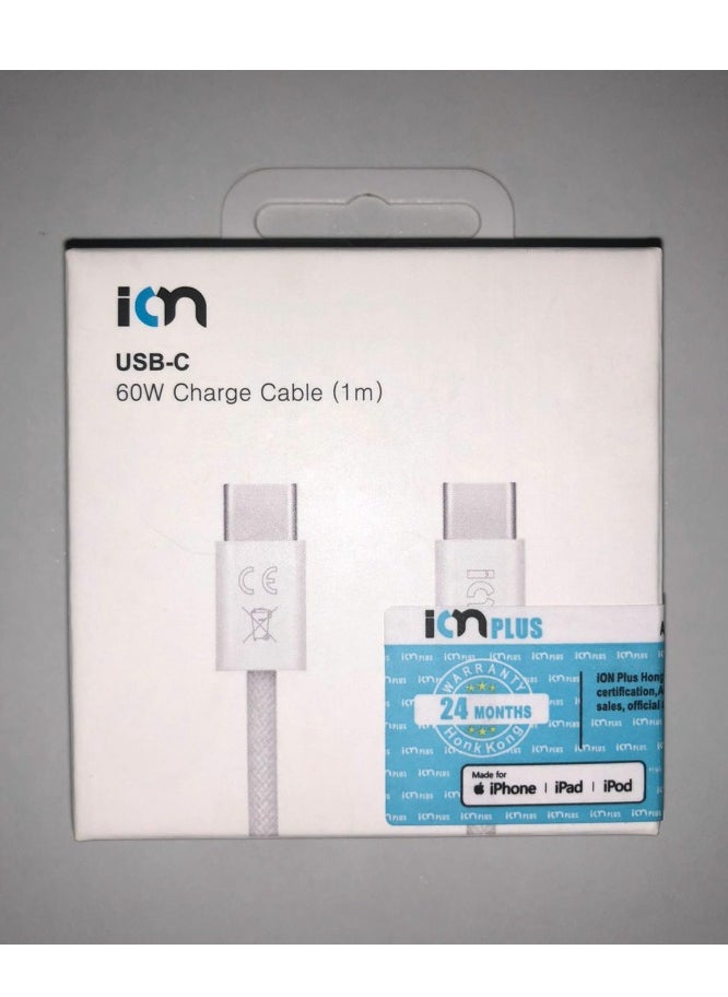 ION 1M USB C Fast Charging Cable for iPhone - Durable and Heat-Resistant - White - Original Type-C Charging Cable - 1M Type-C Charger Cable - Supports New iPhone Devices and Galaxy - Galaxy Charging Cable - Type-C Charging Cable - Original Type-C to Lightning Cable - iPhone Charging Cable - Mobile Cable  - Image 2