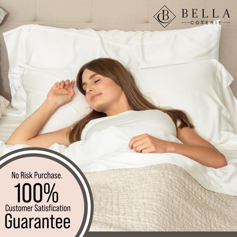 BC BELLA COTERIE Bella Coterie 6 Piece Luxury Bamboo Viscose Queen Size Sheet Set | 100% Organically Grown | Cooling for Hot Sleepers | 18" Deep Pocket | Soft & Hypoallergenic | 4 Pillowcases [Ivory] - Image 5