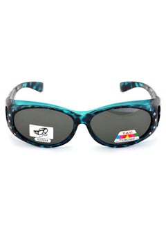 V.W.E. Womens Polarized Fit Over Glasses Sunglasses Rhinestone Rectangular Frame Temple Heart 60Mm (Blue Leopard)  - Image 3