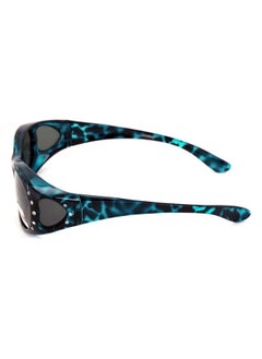 V.W.E. Womens Polarized Fit Over Glasses Sunglasses Rhinestone Rectangular Frame Temple Heart 60Mm (Blue Leopard)  - Image 2
