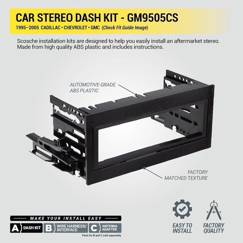 Scosche GM9505CS Complete Single DIN Stereo Installation Kit for 1995-2005 GM Trucks and SUVs - Image 4