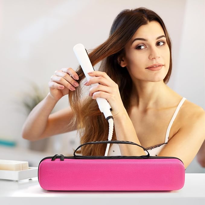 حافظة مكواة الشعر AOUTACC EVA مقاومة للصدمات صلبة لحمل مكواة الشعر الكلاسيكية حقيبة سفر لمكواة الشعر ملحقات غير متضمنة سوداء