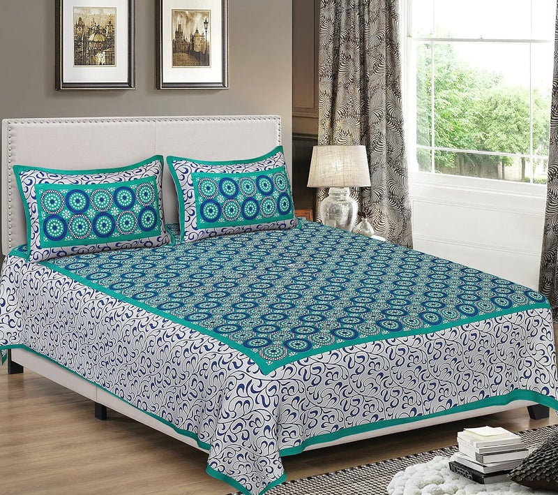 PURE COMFORT ملاءة سرير قطنية مريحة 120 TC حجم سوبر كين - أخضر - Image 1