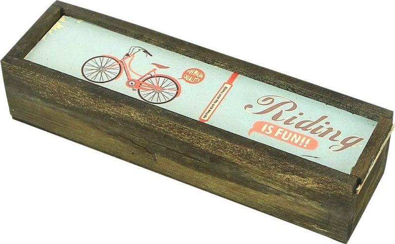 Hediyekanalı Hediyekanali Bicycle Themed Wooden Sliding Pencil Case