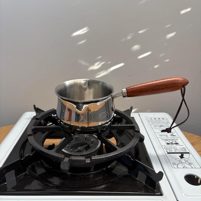 Yopple Stainless Steel Mini Saucepan, 150ml/250ml Butter & Milk Warmer, Dual Spouts, Wooden Handle, Small Pot for Sauces, Coffee, Baby Food & More - Image 2