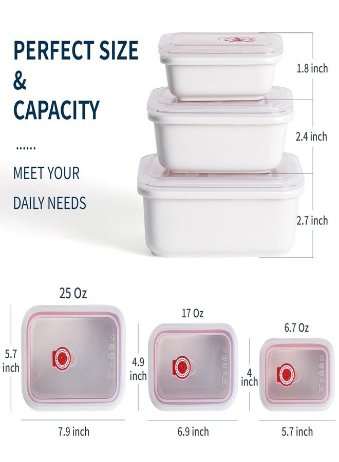 Dizada Ceramic Food Storage Containers with Lids, Meal Prep Containers Reusable, Lunch Containers for Meal Prep, Picnic, Camping, Microwave, Dishwasher & Freezer Safe Tupperware Sets with lids, Set of 3 - Image 2