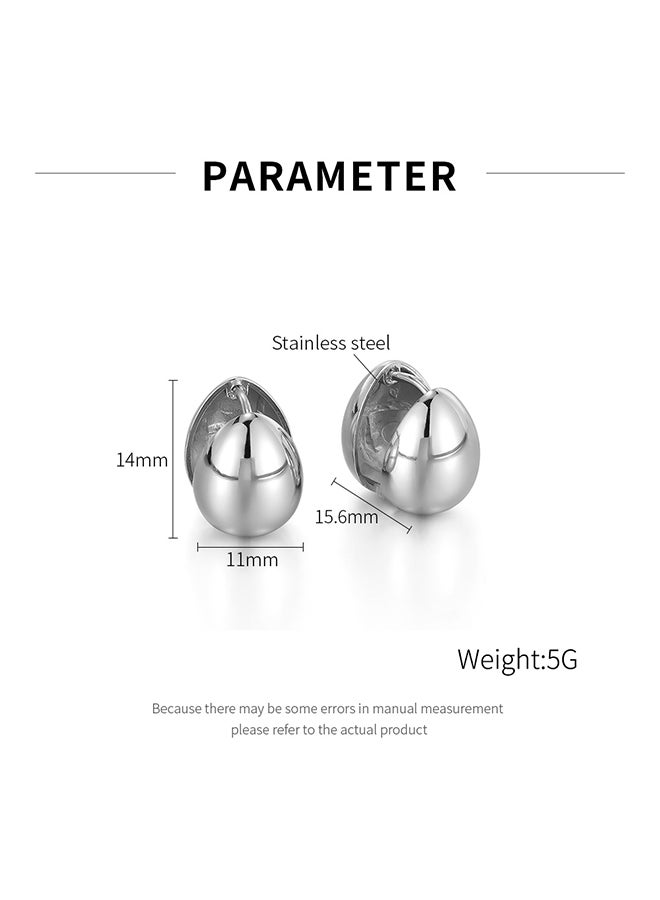 Simple High-End Earrings For Women, Stainless Steel, Personalized And Versatile Design, Geometric Oval Earrings - Image 2