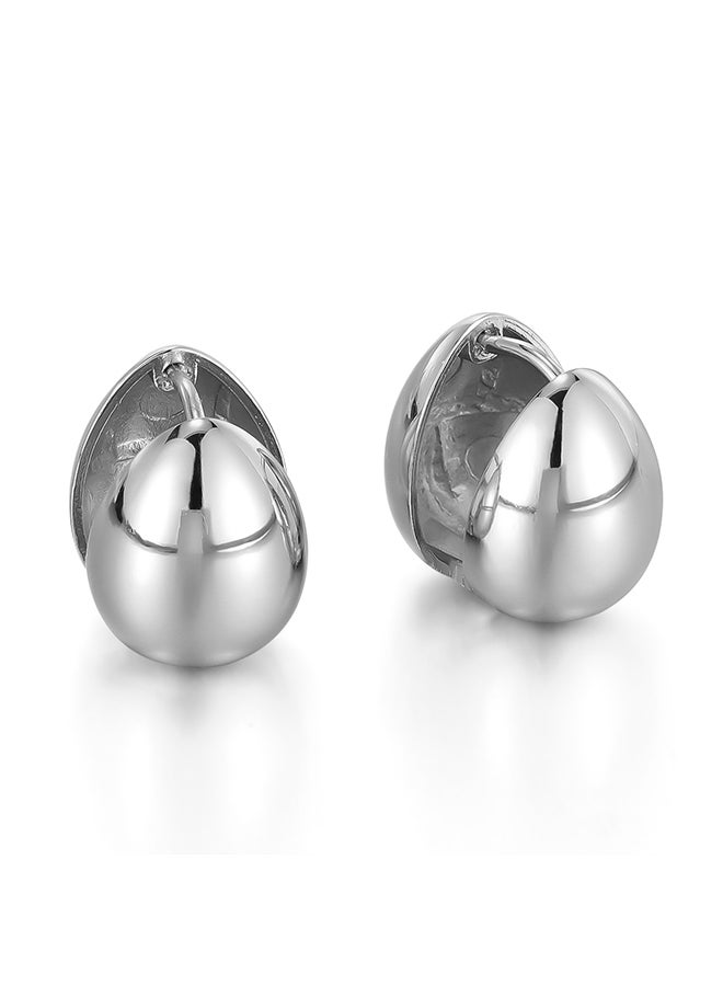 Simple High-End Earrings For Women, Stainless Steel, Personalized And Versatile Design, Geometric Oval Earrings - Image 1
