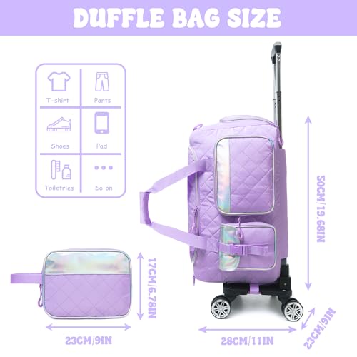 Oruiji Duffle Bag for Travel Bag with Wheels for Women Weekender Bag with Shoes Compartment Gym Bag for Girls Carry On Overnight Bag for Women with Toiletry Bag - Image 3