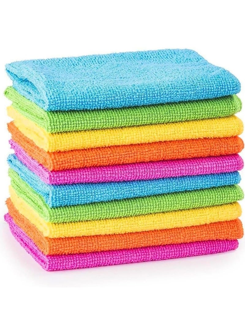 مخطوطات مجموعة مناشف مطبخ متعددة الاستخدامات من الألياف الدقيقة فائقة الامتصاص وقابلة لإعادة الاستخدام - مناشف مطبخ (عبوة من ١٠ قطع) | مناشف تنظيف خالية من الوبر (٣٠×٣٠ سم) - Image 1