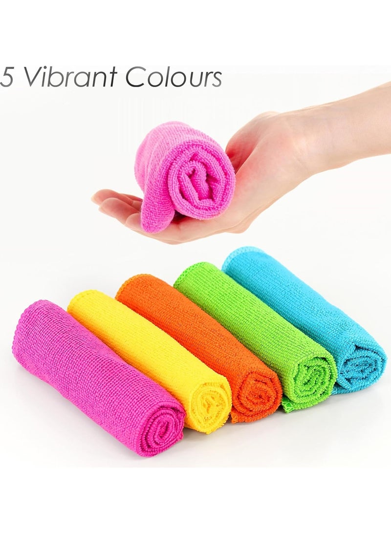 مخطوطات مجموعة مناشف مطبخ متعددة الاستخدامات من الألياف الدقيقة فائقة الامتصاص وقابلة لإعادة الاستخدام - مناشف مطبخ (عبوة من ١٠ قطع) | مناشف تنظيف خالية من الوبر (٣٠×٣٠ سم) - Image 4