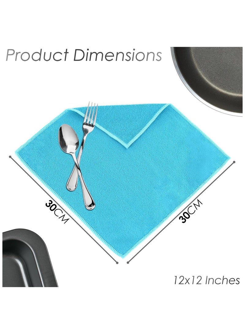 مخطوطات مجموعة مناشف مطبخ متعددة الاستخدامات من الألياف الدقيقة فائقة الامتصاص وقابلة لإعادة الاستخدام - مناشف مطبخ (عبوة من ١٠ قطع) | مناشف تنظيف خالية من الوبر (٣٠×٣٠ سم) - Image 2