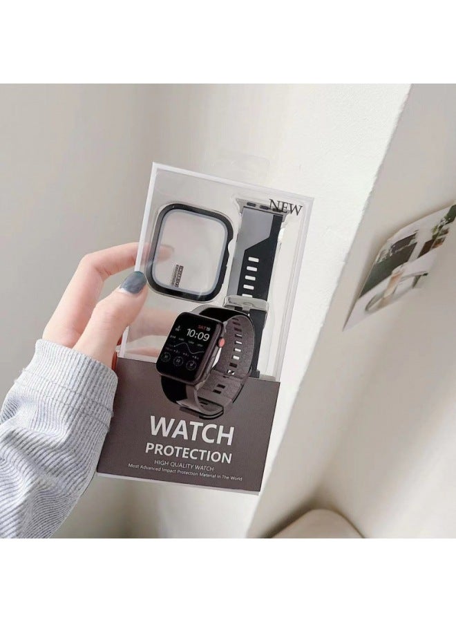 Loquat For Iwatch Strap Silicone Ultra Strap For Apple49mSE8 For Apple Watch Case Suit-Color:Black Gray-Dimensions:38mm  - Image 1