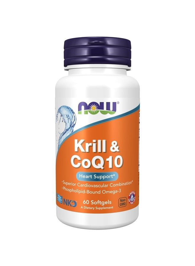 now Supplements, Krill & CoQ10, Phospholipid-Bound Omega-3, Heart Support*, 60 Softgels - Image 1