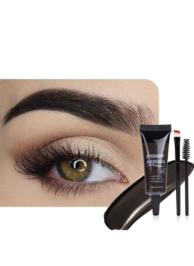 BINGBRUSH Tinted Thickening Eyebrow Mascara With Two Eyebrow Brushes,Brow Fast Sculpt,Waterproof,Transferproof,Eyebrow Tinting Kit Cruelty Free Light Medium Brown (2 Pack) (04 Black)  - Image 2