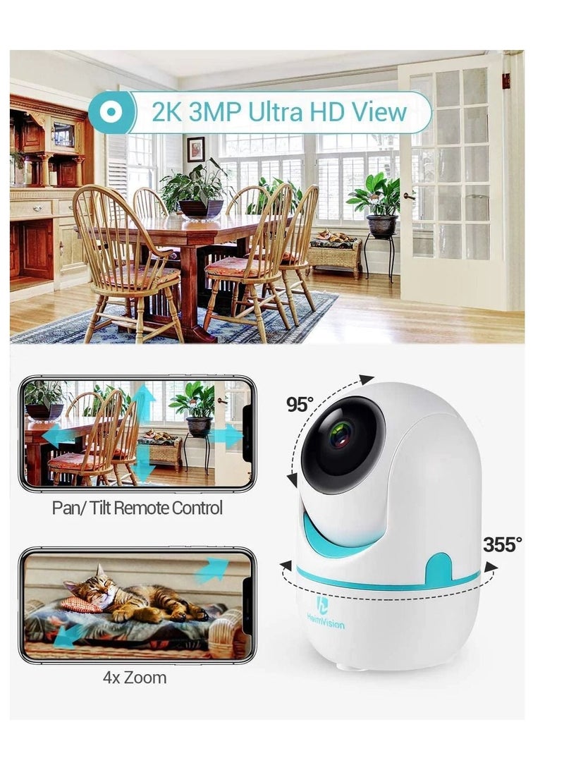 HeimVision HM202A 3MP 2K Security Camera With Smart Night Vision/Ptz/Two-Way Audio, 2.4GHz Wireless Home Surveillance IP Camera For Baby/Elder/Pet/Nanny Monitor, Cloud Service/Microsd Support - Image 2
