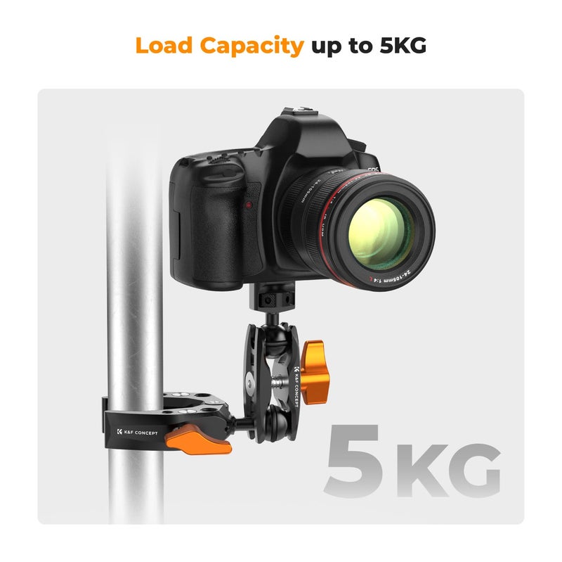 K&F CONCEPT Dual Ball Heads Magic Arm, Articulating Magic Arm with 1/4"-20 Screw, 360Â° swivelling Ball Head, Aluminum Alloy Camera Monitor Mount Arm - Image 5