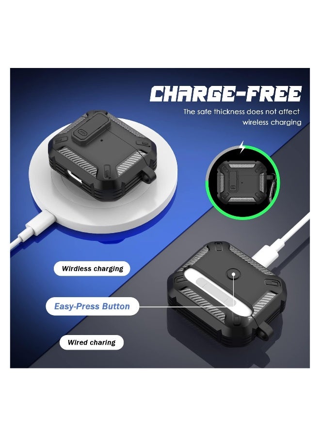 for AirPods 3rd Generation Case Cover Shockproof Hard Shell Protective Armor with Lock for AirPod Gen 3 Charging Case 2021 Front LED Visible Black  - Image 4