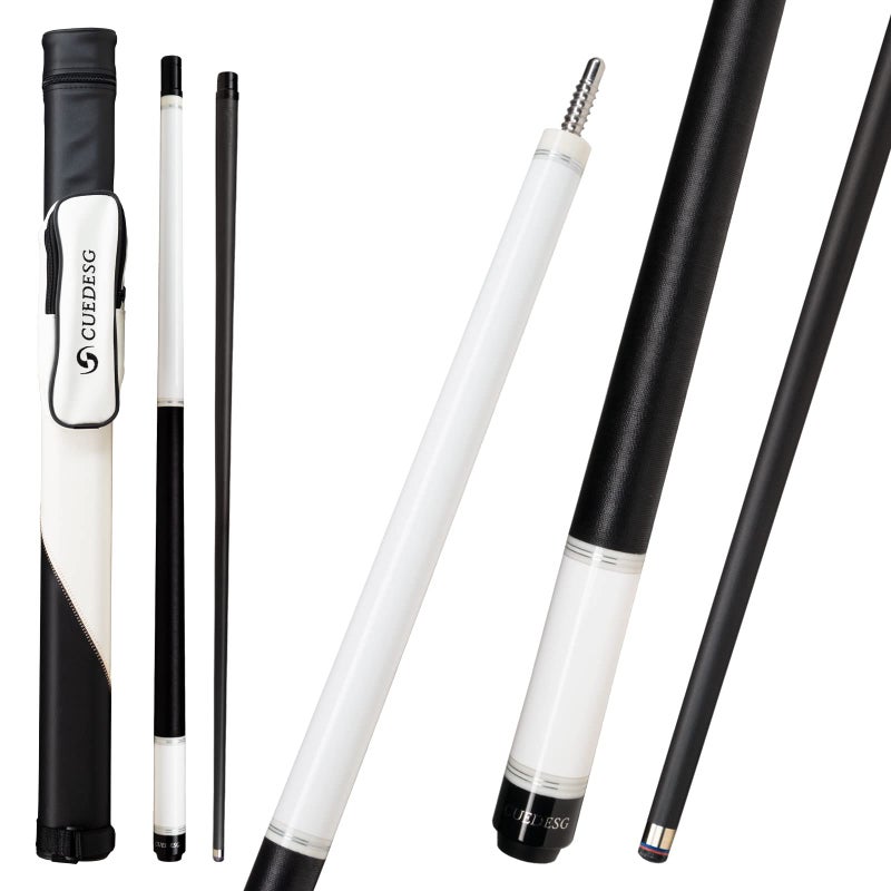 CUEDESG Carbon Fiber Pool Cue Stick 105mm118mm125mmLow Deflection Pool StickProfessional Cue Stick with CaseWhite_Linen Wrap_105mm