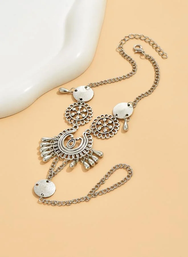 Take Two Silver Boho Barefoot Sandal Anklet Ring