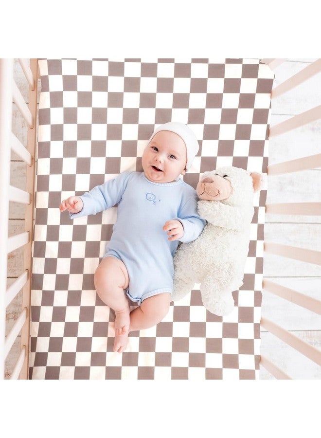 FIGEPO 4 Pack Checkered Crib Sheets Neutral Breathable Fitted Baby Sheets Nursery Sheets for Baby Boys or Girls (Crib Sheet) - Image 2